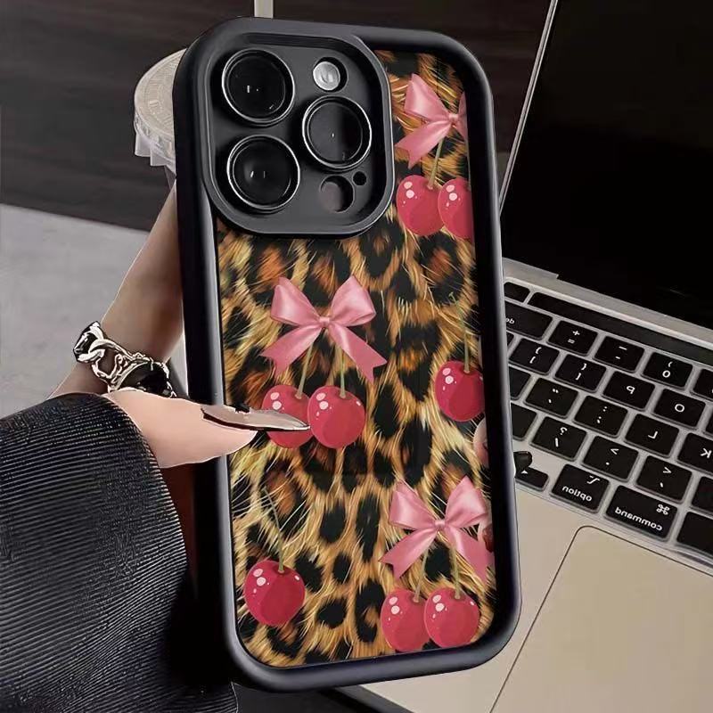 樱桃豹纹适用iPhone17手机壳16苹果17promax新款15跨境13/14pro12