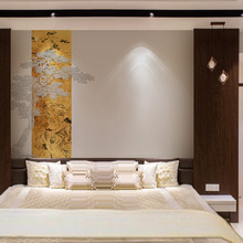 现代中式松树山水客厅背景墙纸轻奢时尚书房卧室壁布设计无缝壁画
