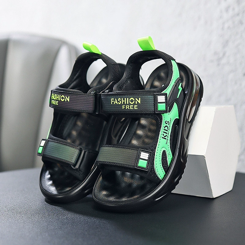 Летние сандалии для мальчиков 2025, новые детские туфли, пляжная обувь для детей среднего и большого размера, мягкие сандалии на липучке с воздушной подушкой для мальчиков