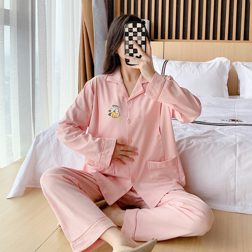 Maternity clothes for the month of pregnancy, cotton spring and autumn maternity pajamas set, prenatal maternity wear, postnatal outerwear, nursing clothes 