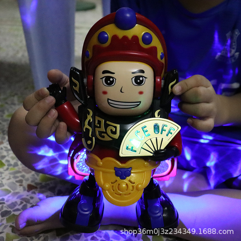 El mismo juguete eléctrico para niños, muñeca de la ópera de Sichuan, muñeca de cara, luces de canto y baile, regalos al por mayor.