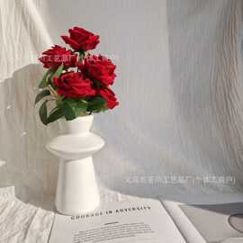 高品质仿真绒布玫瑰花 情人节家居婚礼装饰花墙手感仿真人造假花