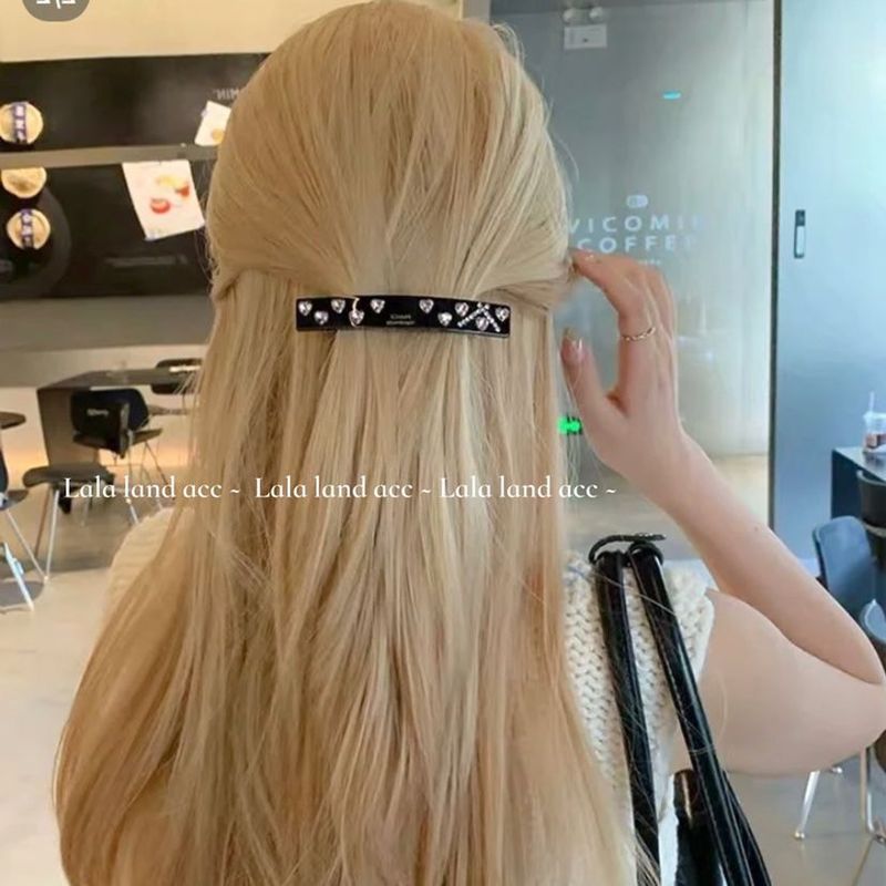 韓国スタイルニッチフレンチラブラインストーンアセテートヘアピンスプリングクリップライト高級ハイエンド甘いスプリングヘアピン|undefined