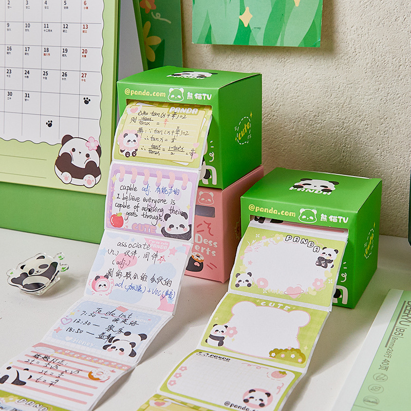 Lindo Panda gordo caja de notas desgarrable nota pegatina cuaderno de alto aspecto estudiante Nota de papel