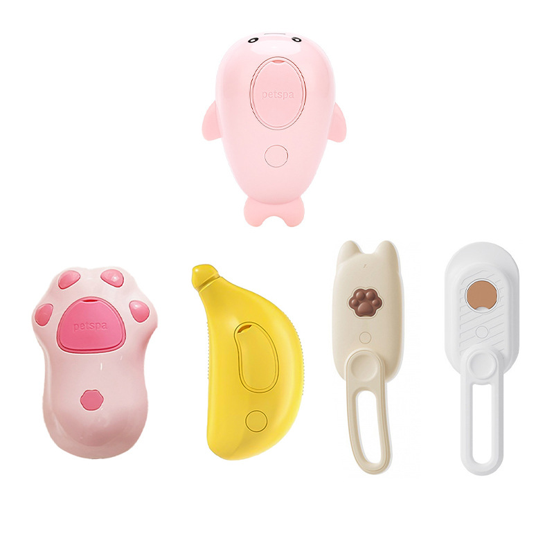 Peine de spray eléctrico transfronterizo para mascotas, spray de un botón para perros y gatos, peine de masaje de pelo anti-vuelo eléctrico para mascotas, limpieza de pelo flotante