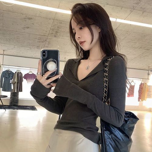 Early Autumn Polo Collar Knit Base Shirt Women's Innerwear Early Autumn Pure Desire Design Sense Base Sweater Top