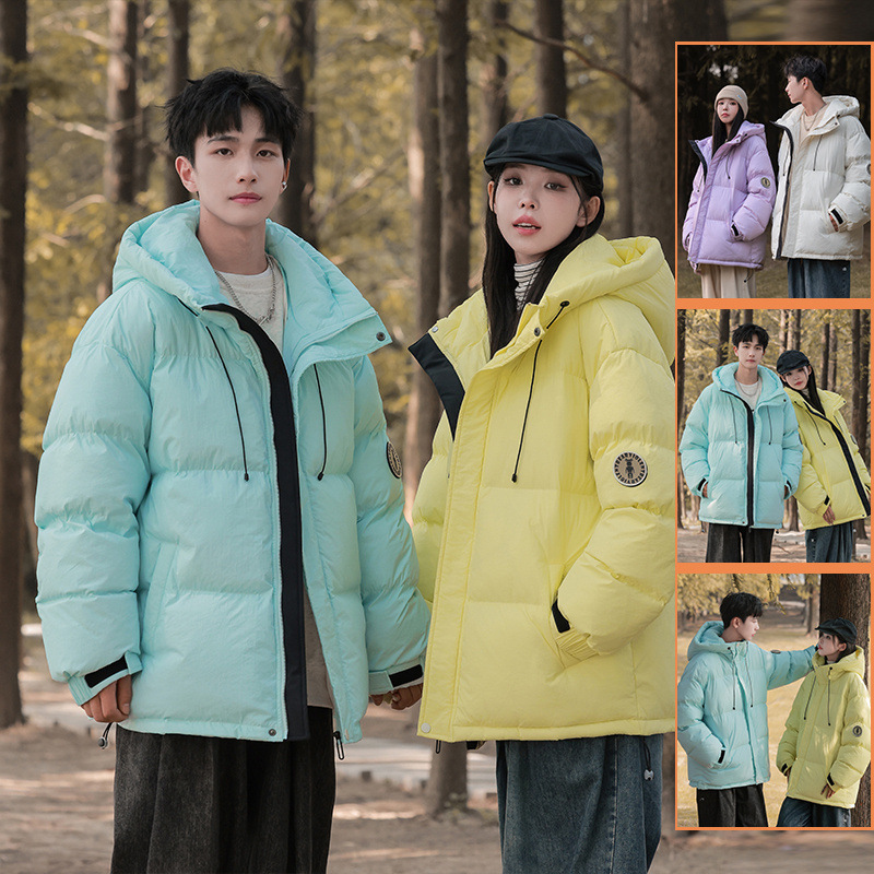 New Winter White Duck down Luminous down Jacket, Fashionable and Versatile, Thickened for Warmth, Trendy Unisex Couple's Coat