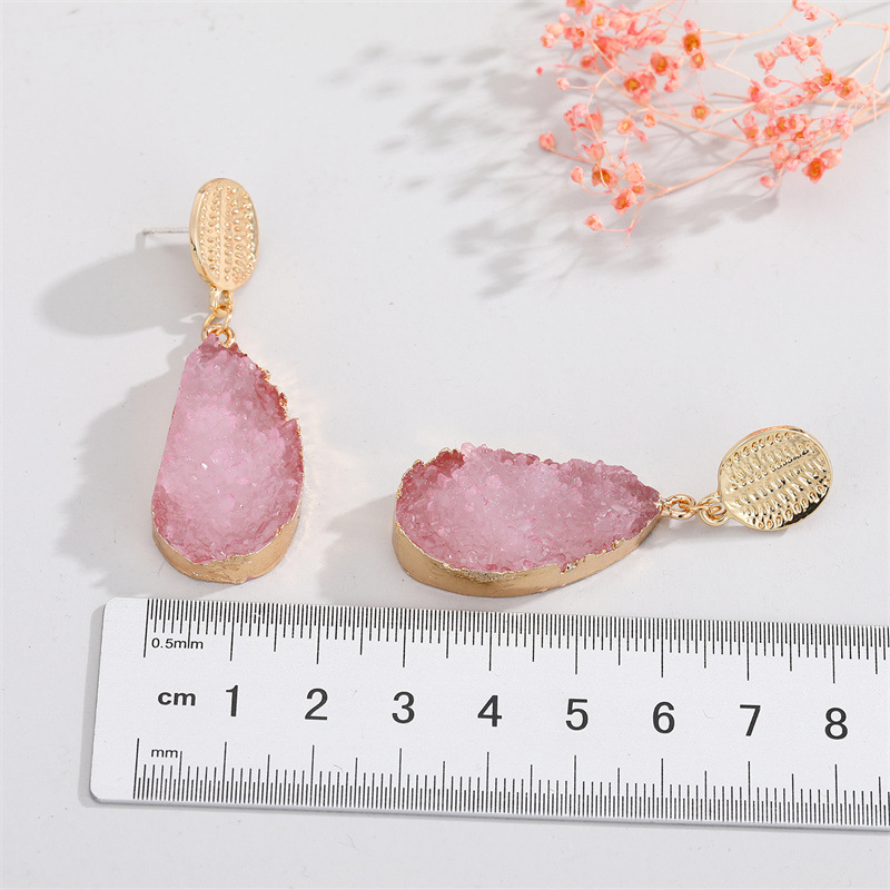 Retro Simple Drop-shaped Fashion Imitation Natural Stone Geometric Long Earrings display picture 2