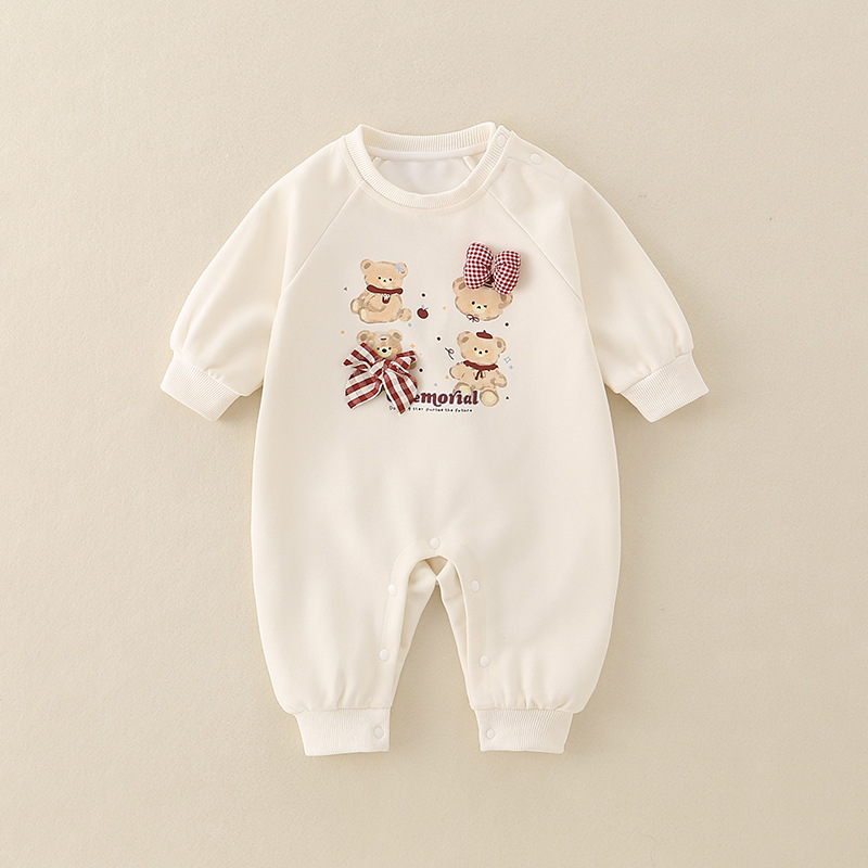 Baby Girl Autumn Clothing 2025 New Simple Casual Crawling Suit Versatile Jumpsuit Fashionable Spring & Fall Clothing