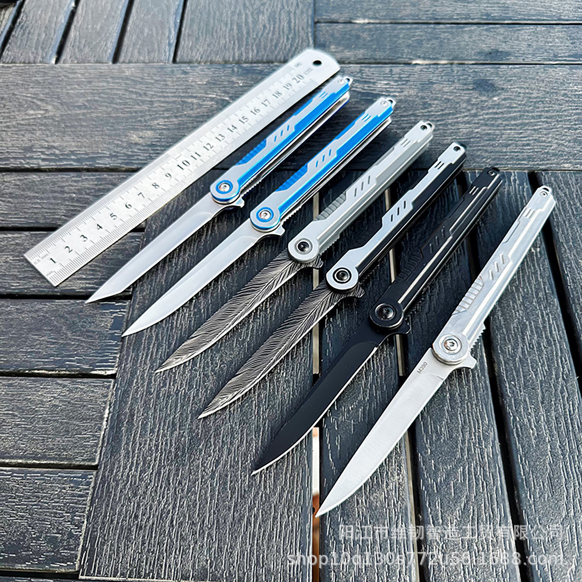 高品质跨境热销全钢折叠刀配皮套免费打logo神笔机械龙轴承小折刀