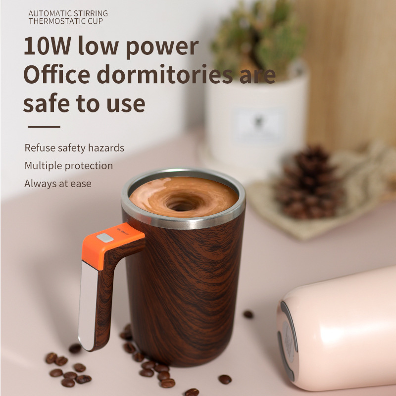 Taza de mezcla de calentamiento de temperatura constante retro taza de mezcla de café eléctrica batería incorporada taza de mezcla magnética de acero inoxidable 304