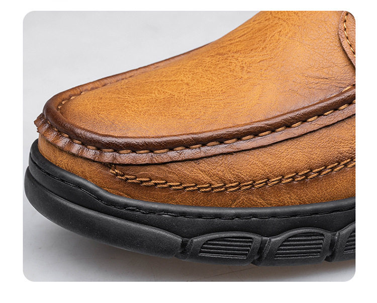 Giày da nam cỡ lớn mũi tròn đế bằng phong cách thường ngày — 18030 màu kaki, 18030 màu vàng nâu, 18030 màu đen, 18030, màu nâu sẫm chi tiết 14