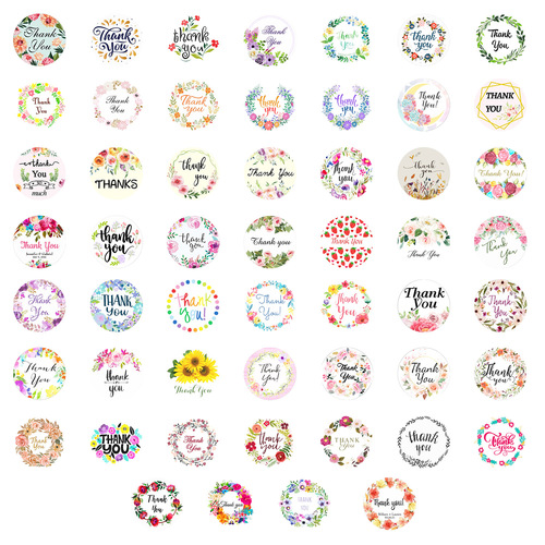 50 Thank You Graffiti Stickers Envelope Milk Tea Cup Greeting Card Sealing Sticker Notebook Waterproof Handbook Stickers Wholesale