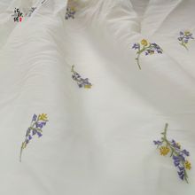 法式花卉真丝皱多色刺绣面料  多色绣花小清新连衣裙童装绣花布料