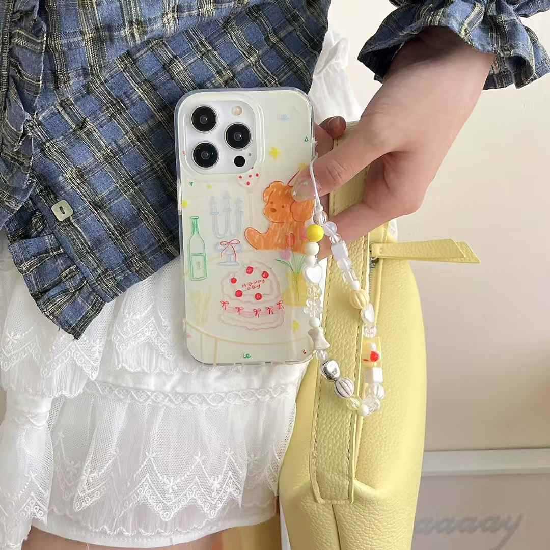 Dibujos animados graffiti cumpleaños cachorro adecuado 16ProMax pulsera iphone15 funda para teléfono 13 Apple 14 pareja 16