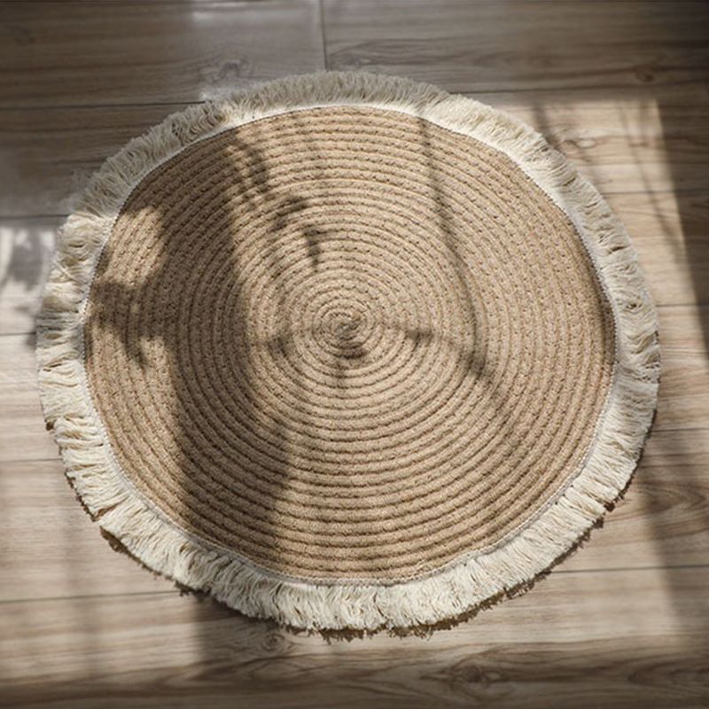 Handmade Nordic-Style Tassel Round Rug for Bedroom Dresser, Suitable for Birthday Celebration Props