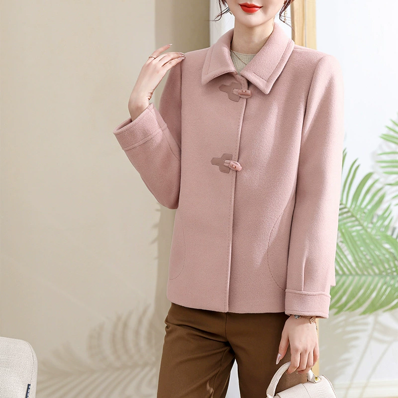 Двустороннее кашемировое пальто, Женское пальто, короткая шерстяная шерсть, 2024, весна и осень, новое пальто для мам среднего возраста, Новинка
