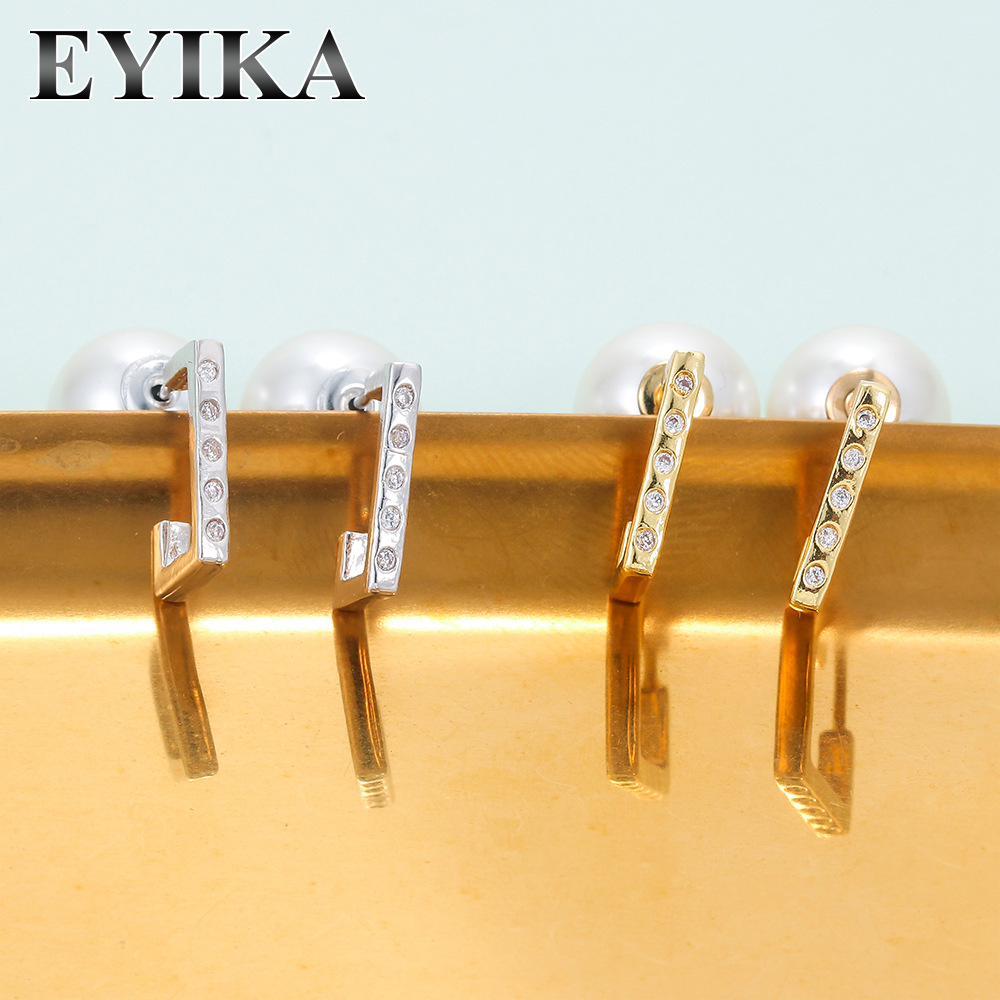 3g Weight Zircon Inlay Material Personality Diamond Irregular Surface Pearl Zircon Earrings