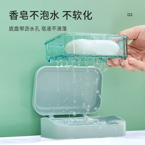 Creative flip-top soap box, simple transparent plastic drain box, household dormitory soap box, bathroom balcony soap box