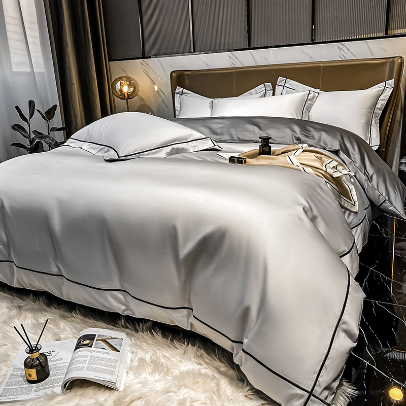 Algodón ligero de lujo conjunto de cuatro piezas de algodón largo de Xinjiang primavera y otoño sábanas de algodón cubierta de cama de alta calidad