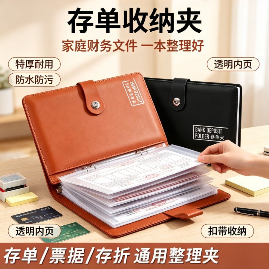 存单收纳本透明活页票据收纳夹存折存单夹银行定期单据整理收纳册