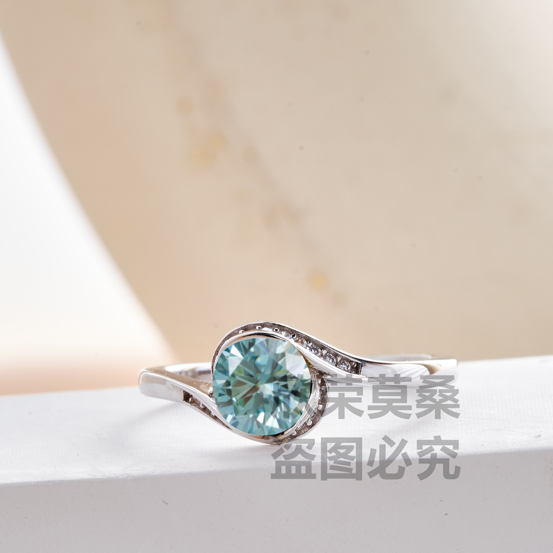 1CT anillo de piedra de color con certificado GRA tarjeta negra plata esterlina S925 anillo de comercio electrónico transfronterizo venta caliente