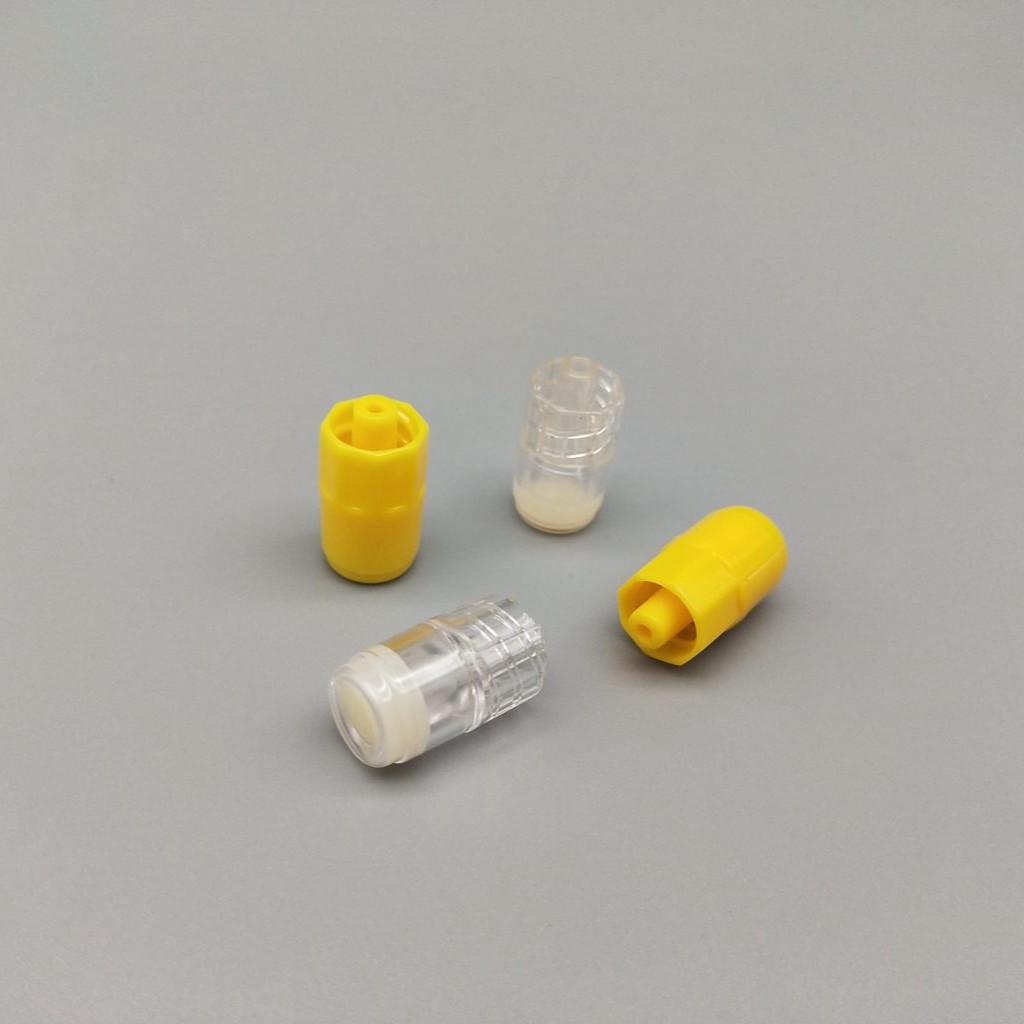 Comercio exterior exclusivo para heparina médica desechable octagonal transparente amarillo de una pieza conector de conexión estéril aguja de retención