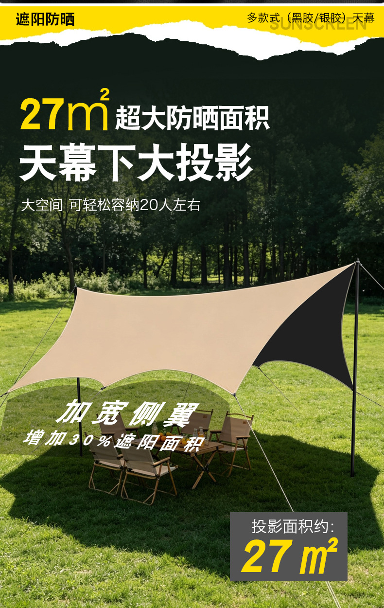 Vinyl Canopy Tent Outdoor Portable Large Camping Equipment Camping Picnic Sunshade Tent Rainproof Windproof