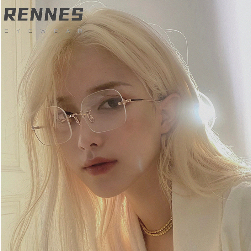 Nuevo estilo coreano gafas sin marco puro deseo gafas lisas Jennie mismo sin marco anti-azul gafas de luz de moda 3511