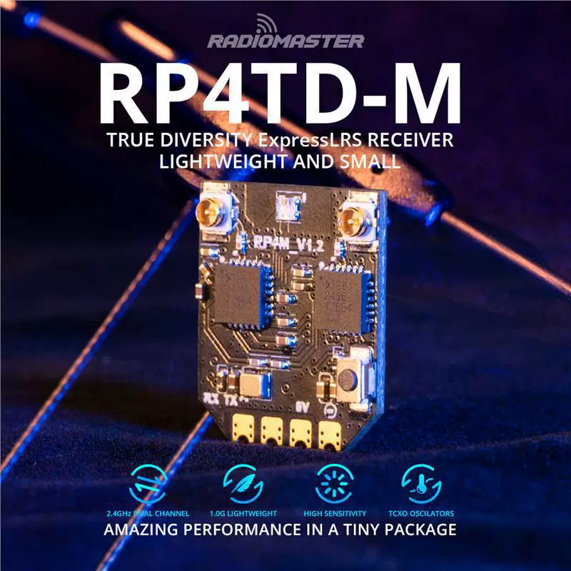 RadioMaster RP4TD-M ExpressLRS 真分集FPV双天线遥控远航接收机
