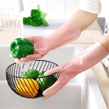 橡膠手套女家務清潔干活塑膠耐用家用廚房洗碗洗衣服防水乳膠手套