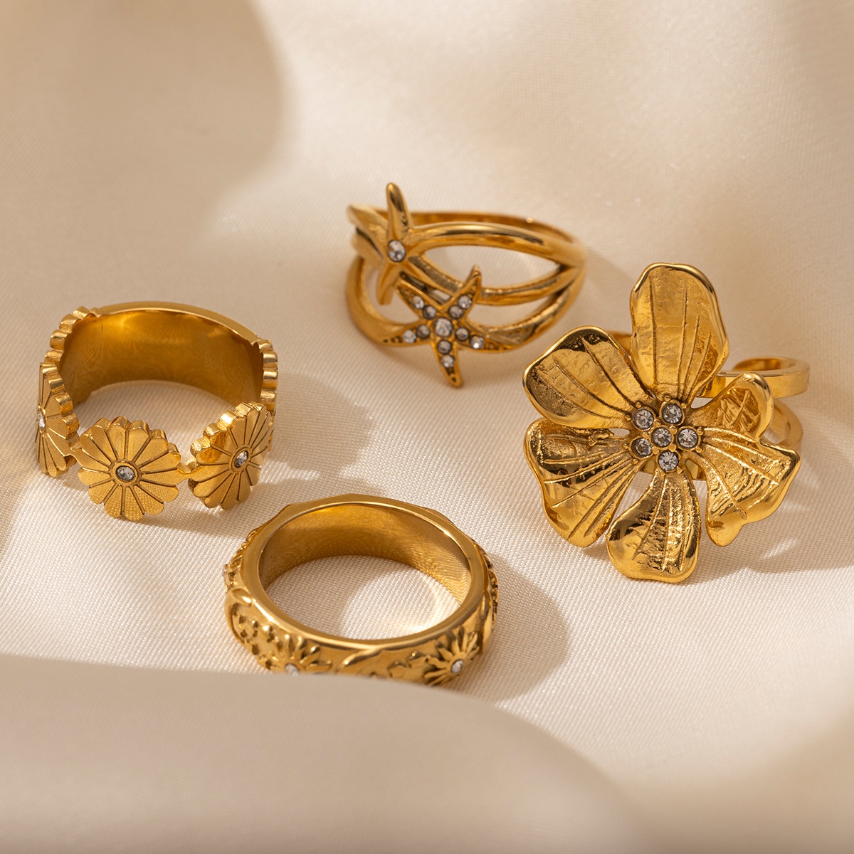 Anillo de acero inoxidable de la UE y los Estados Unidos de la mujer no se desvanece lujoso ligero diseño natural universal anillo de acero de titanio joyas de mano transfronterizas