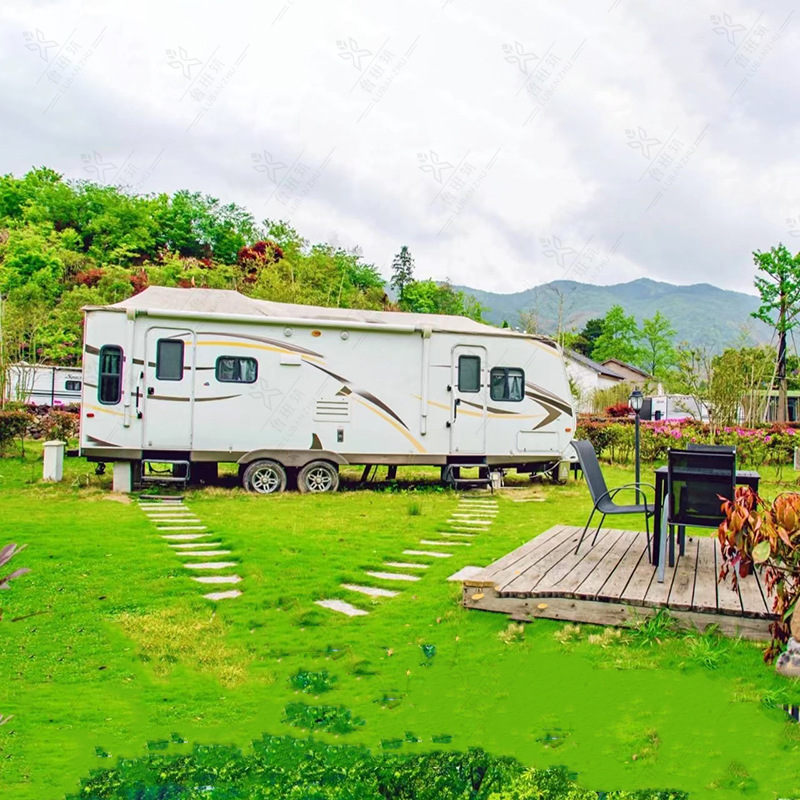 Contenedor RV creativo casa de oficina móvil verano padres e hijos juegan camping viviendo remolque personalizado