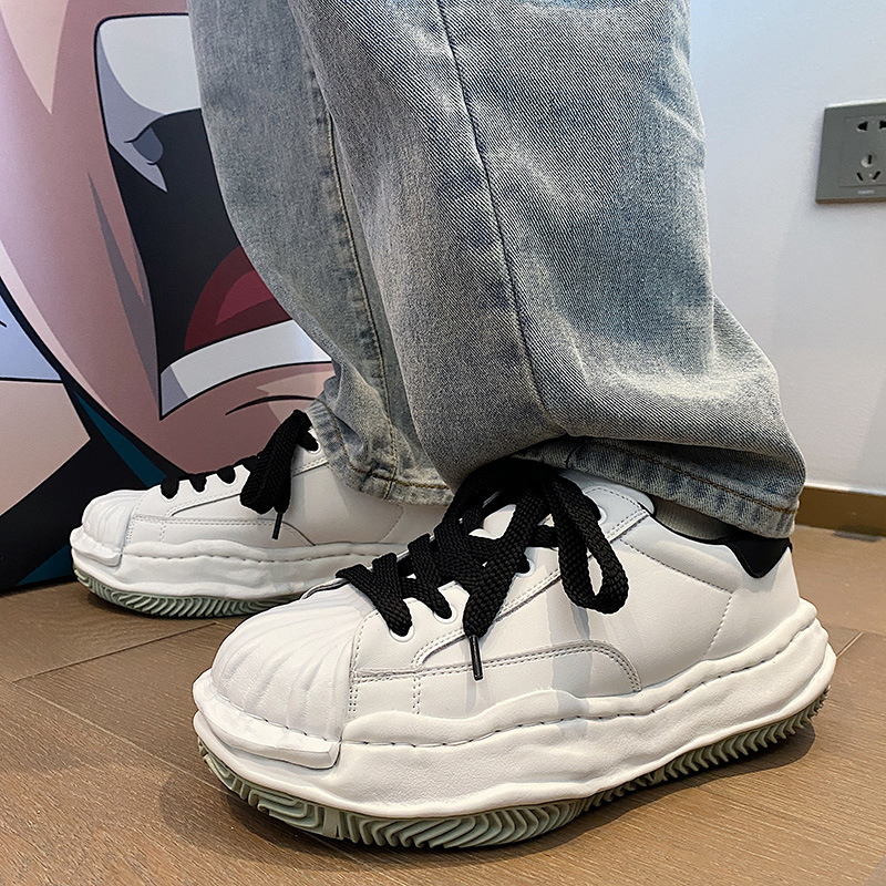 鞋子男潮鞋2022春夏新款厚底板鞋男女休闲鞋小众日系贝壳头溶解鞋