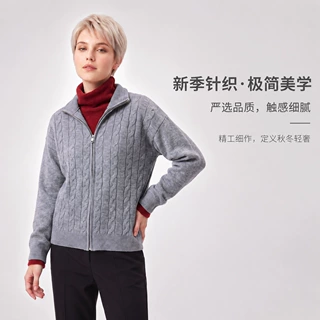 2026秋冬外贸半高领拉链假两件毛衣女新款韩版宽松慵懒风针织上衣