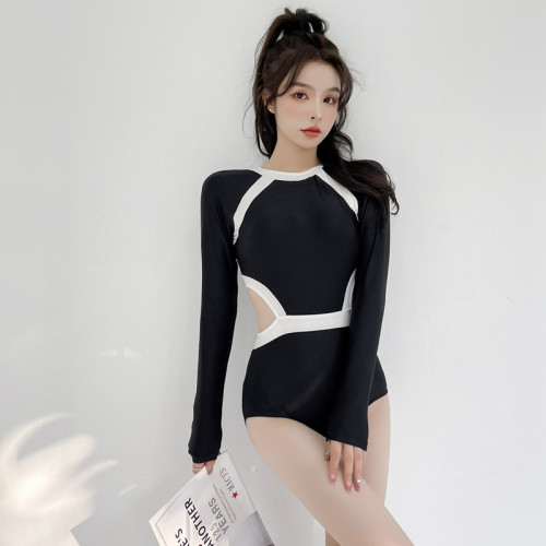 Bathing Suit Women  New Conservative Cover-Belly Slimming Long Sleeve One-Piece Sexy Hot Spring Swimming Costume for Women Wholesale