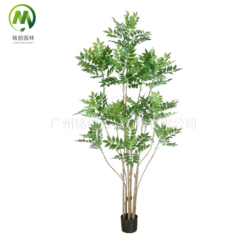 Planta de simulación de Amazon, madera lacada, plantas verdes, plantas de lujo ligeras de alta gama, plantas en maceta, paisajismo interior para el hogar, eucalipto biónico