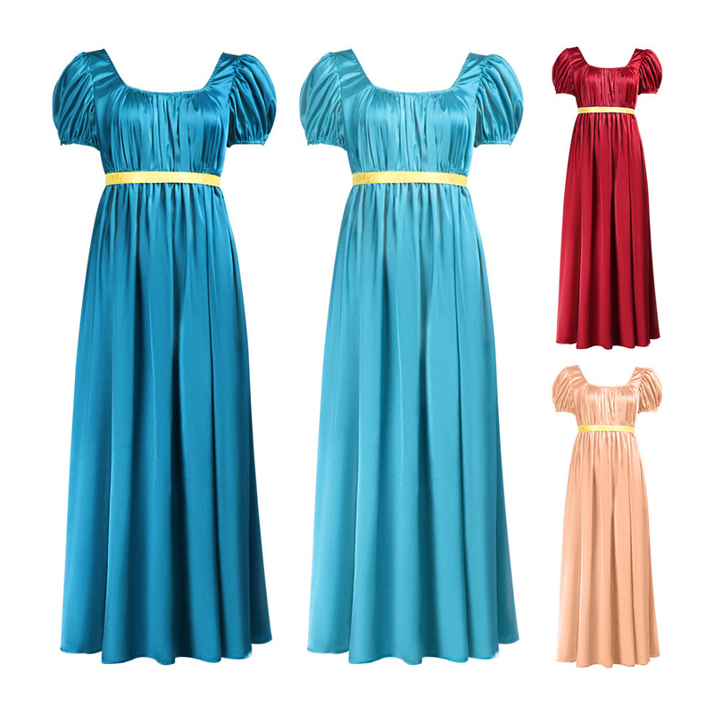 Bridgerton Cosplay Satin Vintage Dress Victorian Ball Gown Empire Waist Regency Dress Women's Dress Bridgerton Cosplay Satin Vintage Dress Victorian Ball Gown Empire Waist Regency Dress Women's Dress