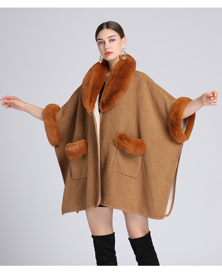 Mantella con colletto in lana, grande, ampia, in lana, cardigan donna_voghion.com