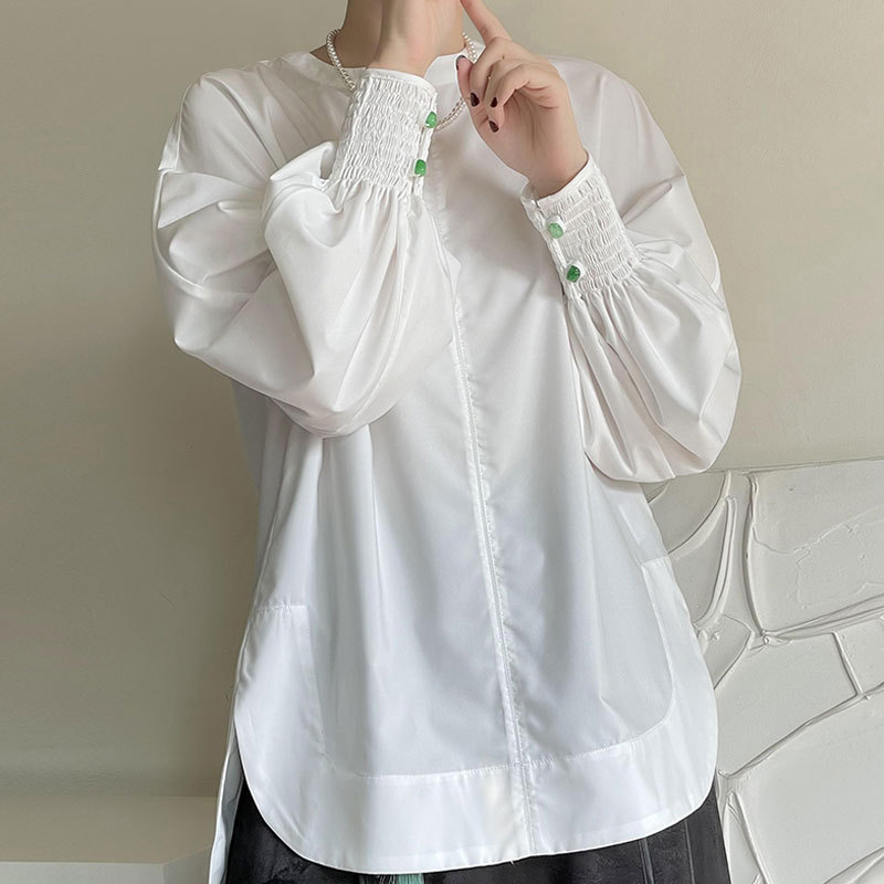 春秋新款法式衬衫高级感改良新中式国风灯笼袖抗皱衬衣女百搭|undefined