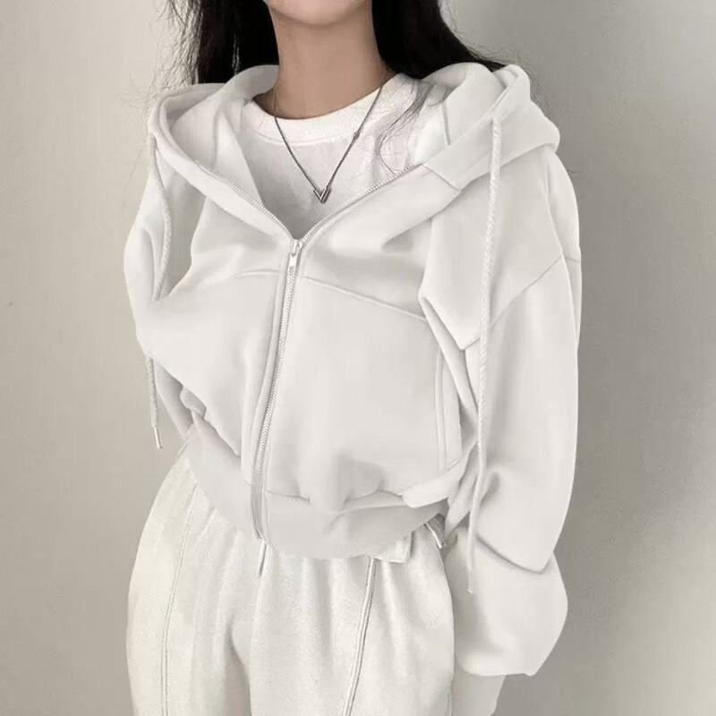 慵懒风宽松连帽卫衣外套女春秋新款潮ins小个子短款百搭长袖上衣|undefined