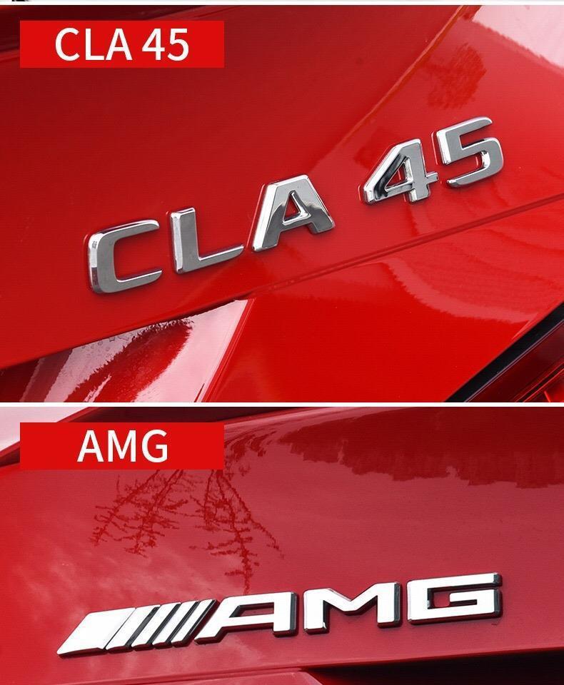 Mercedes-Benz rear car sticker, AMG tail emblem modification for CLA200/220/260, CLA45 lettering, and four-wheel drive symbol