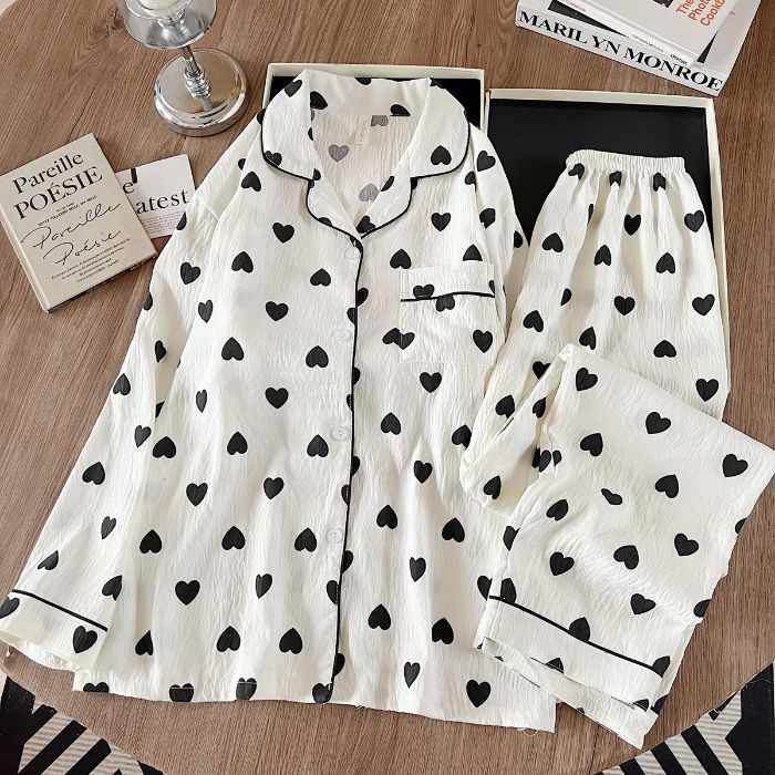 Pijamas de algodón nubes al por mayor transfronterizos pantalones de mangas largas de dibujos animados lindos cardigans con solapa otoño nueva explosión ropa para el hogar