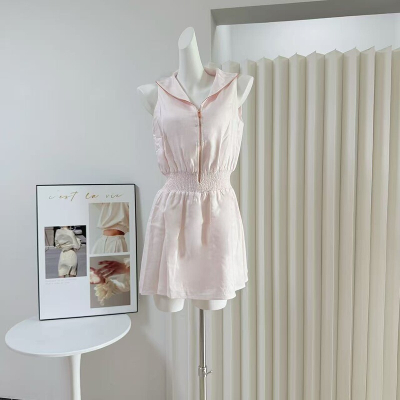 2026 Real Shot of New Spring/Summer Rose Gold Zipper Dress