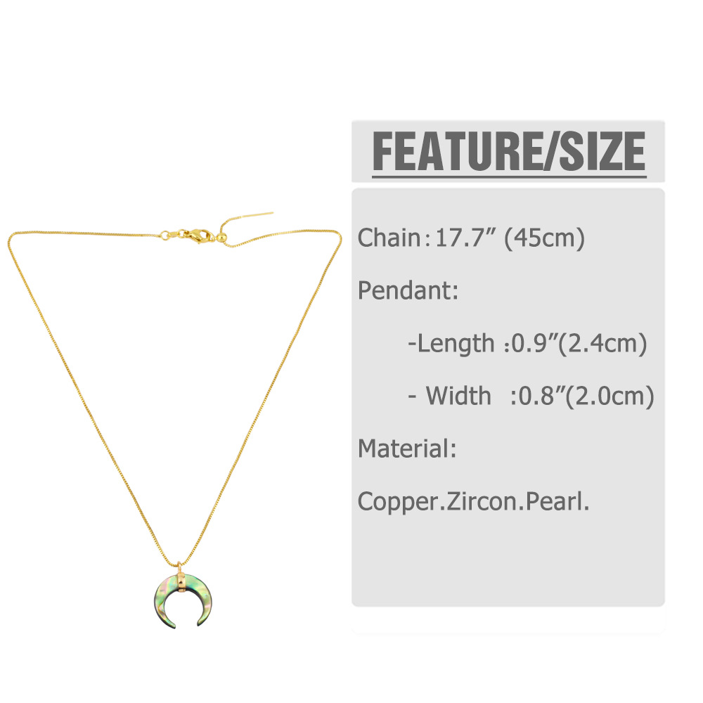 Jewelry Geometric Crescent Pendant Shell Moon Horn Pendant Clavicle Chain Necklace