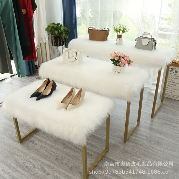 Plush Carpet Clothing Store Window Display Booth Mao Decorative Blanket Table Cabinet Water Table White Imitation Wool Mat