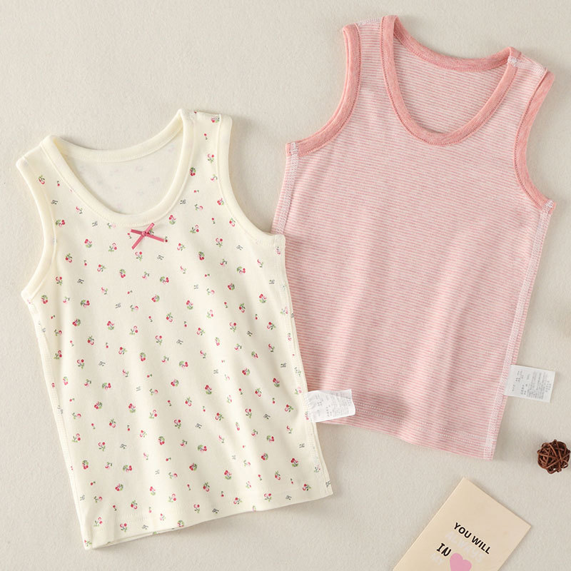 El otoño y el Invierno de Los Niños chaleco sin hueso algodón rayas bebé Japonés que basa la camisa ropa interior los niños y niñas Pijamas