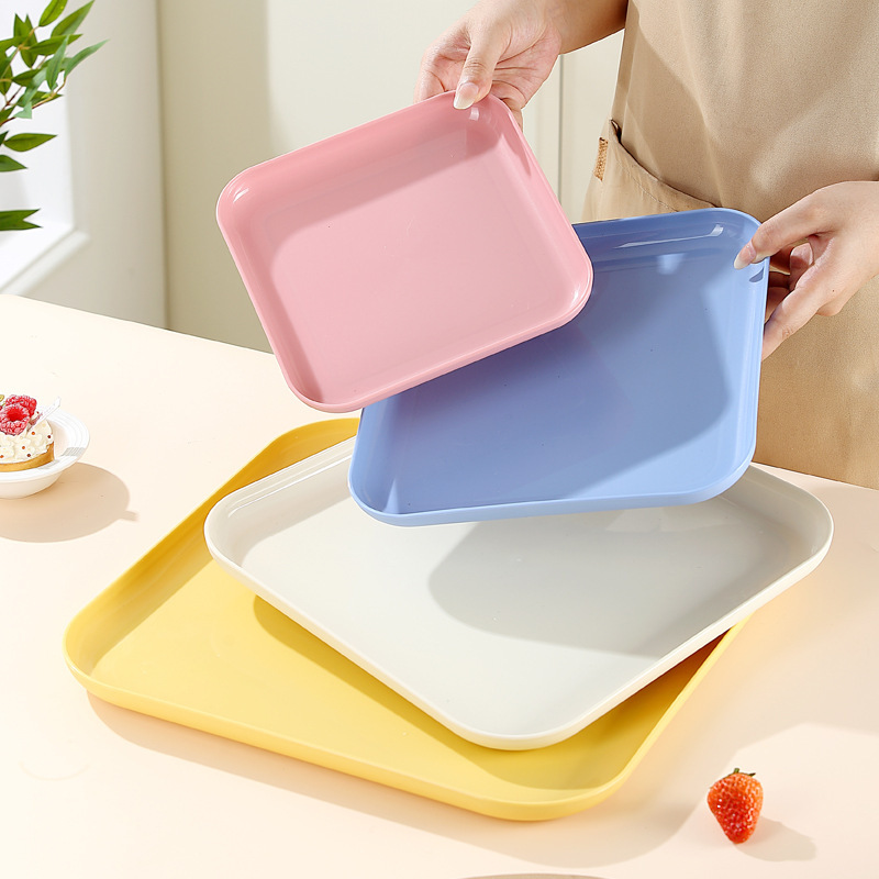 Wheat Straw Plate Plastic Tea Tray Home Living Room Square Tray Commercial Serving Tray Snack Breakfast Tray