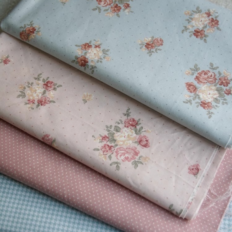 PopoHouse糖水蔷薇田园碎花斜纹棉布料洋装连衣裙服装面料diy