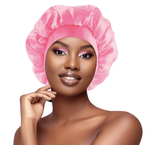 Official Silk-Simulated Sand Coating Sleep Hat, Satin Satin Wide Brim Round Hat, Home Cleaning Bath Hat, Postpartum Chemotherapy Head Scarf